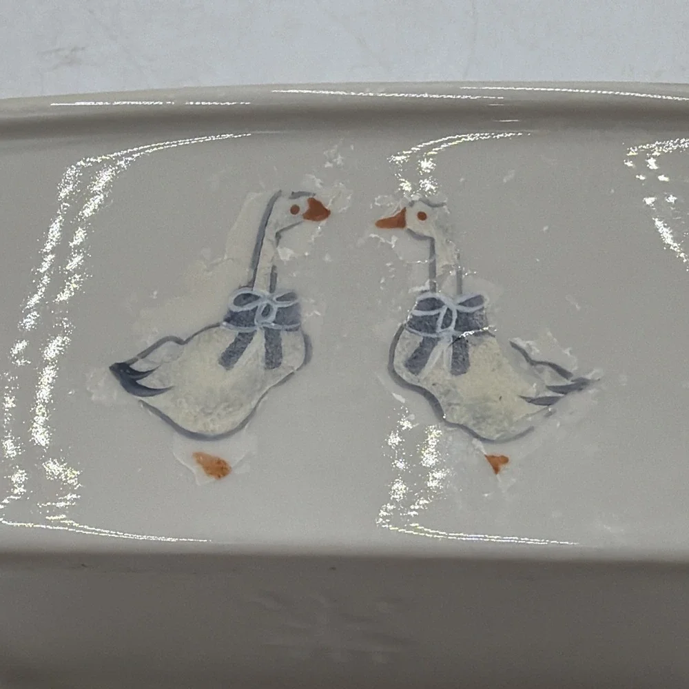 Vintage Geese & Ribbon Small Casserole Baking Dish Mini Loaf Pan USA